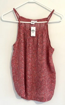 Camiseta sin mangas Gap para mujer con correa de espagueti rosa estampado floral talla pequeña XS Foto 1 de 2