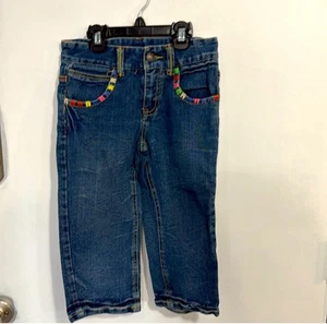Vintage MARY-KATE and ASHLEY girls Blue Denim EMBROIDERED Jean CAPRI Size 8 - Picture 1 of 5