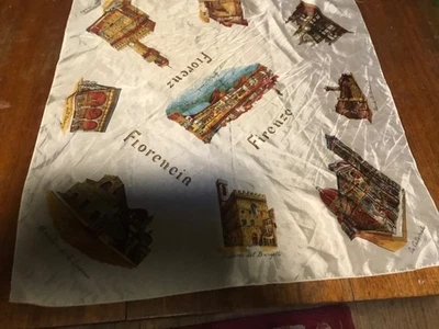 复古围巾 意大利时尚 FLORENCE FIRENZE 真丝纪念品 50 年代 60 年代 — 第 1/4 张图片