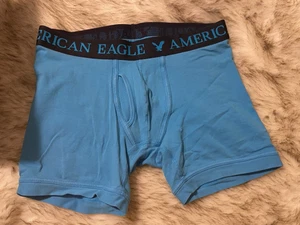 American Eagle AEO Mens Boxer Briefs Size Small Aqua Blue, black band 6" NWOT - Picture 1 of 3