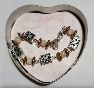Браслет Brighton ПУСТЫННОЕ СОЛНЦЕ Серебряный Прокручиваемые Квадратные Звенья Медные Бусины, Новый без ценников - Изображение 1 из 4