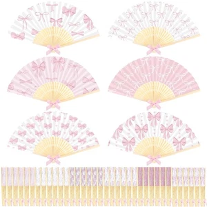 36 Pcs Pink Bow Folding Hand Fan Bulk Coquette Bow Party Favors Folding Handh... - Picture 1 of 6