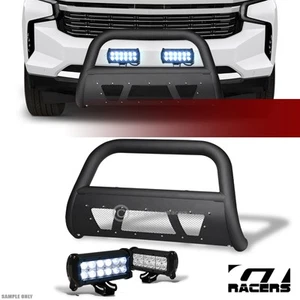 For 2021-2024 Tahoe/Suburban Matte Blk Studded Mesh Bull Bar+36W CREE LED Lights - Picture 1 of 9