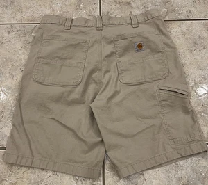 Men's 36 CARHARTT Tan Canvas Work Shorts Relaxed Fit 10" Inseam 102514-232 - Picture 1 of 9