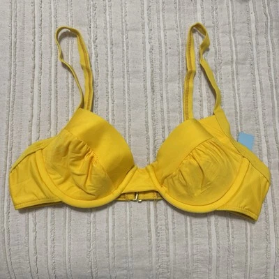ANTONIO MELANI Bikini Swim Top Yellow Underwire Padded Medium Minimalist Resort - Image 1 of 3