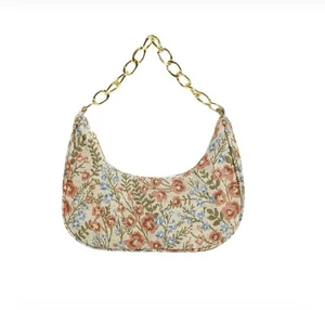 Borsa donna Verdusa con perline floreale manico superiore hobo borsetta catena metallo mezzaluna - Foto 1 di 5