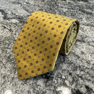 Corbata de seda BROOKS BROTHERS dorada resistente a las manchas con diseño geométrico azul EE. UU. - Imagen 1 de 7