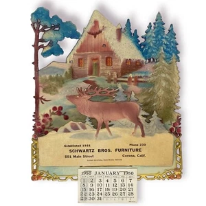 Vintage 1950 gestanzter 3D Werbekalender, Schwartz Bros Möbel, Corona CA - Bild 1 von 5