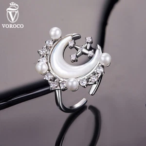 Moda 925 Plata Borlas Nudillos Anillo Circón Abierto Mujeres Ajustable - Imagen 1 de 4