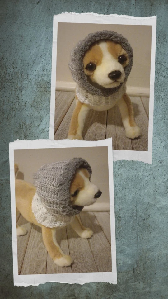 handmade crochet dog pet hood hat cat snood xs small slate gray - Image 1 of 4