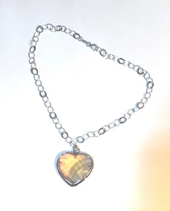 Colgante y cadena de corazón de cristal grande de plata esterlina (925) - Imagen 1 de 3
