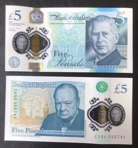 UNC Bank Of England £5 Five Pounds King Charles III NEW 2024 Polymer UK Issue - Picture 1 of 2