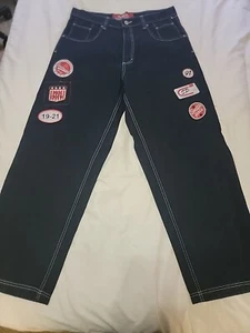 Southpole Jeans Mens Size 36X32 Blue Baggy Wide Leg Patches Embroidered NWT - Bild 1 von 17