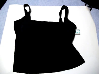 NEW STUDIO WORKS SOLID BLACK SWIMSUIT SWIM TANKINI TANK TOP 22W 22 W shirred - Image 1 of 3
