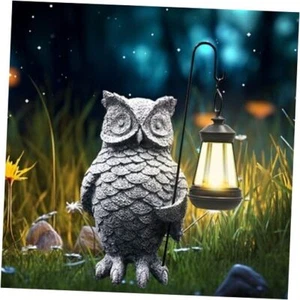 Owl Solar Lights Outdoor Garden Decor, Statue with Lantern, Owl Fairy - Picture 1 of 7