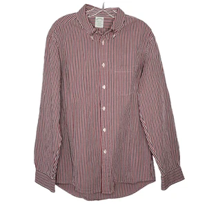 Brooks Brothers Milano Seersucker Button Up Hemd L rot schwarz Micro Streifen kariert - Bild 1 von 6