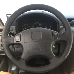 Schwarz Leder Handnähte Lenkradbezug For Acura CL 98-03 Honda CRV CR-V Accord 6 - Picture 1 of 9