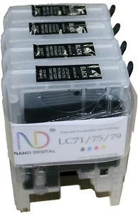 4 Wiederbefüllbare Tintenpatronen Schwarz für Brother LC71 LC75 LC79 MFC-J6510DW J6710DW - Bild 1 von 1