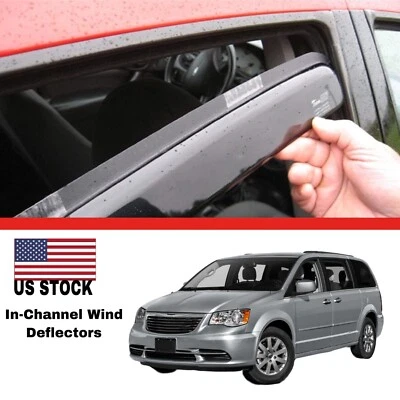 DEFLECTORES DE VIENTO EN CANAL protectores de lluvia para Dodge Grand Caravan 2008-2020 4 piezas Foto 1 de 4