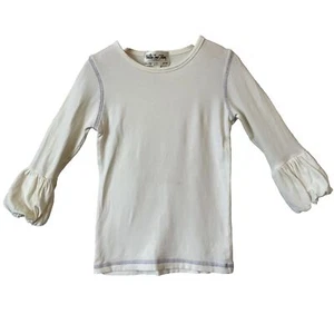 Matilda Jane Puffer Tee Top Girls 4 Shirt Ivory Ecru Purple Stitch Stretch Flaw - Picture 1 of 9