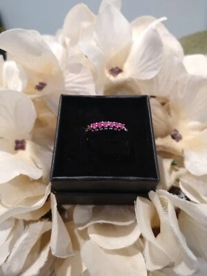 Кольцо с 7 камнями бирманский рубин платина серебро высшей пробы (размер 6,0) 0,40 карата - Изображение 1 из 4