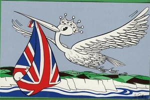 Vintage Royal Family Stork Prince William birth Postcard UK Limited Ed LE 2000 - Picture 1 of 4