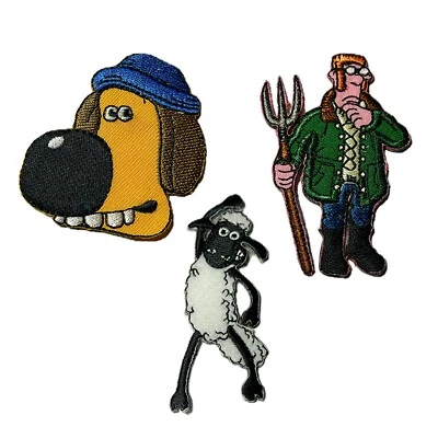 3x Shaun das Schaf Bügelbild Cartoon Patches Applikation Bügelflicken Aufnäher - Bild 1 von 4