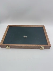 Oak Wooden showcase display case 18 X 12X 2" Double Lock Forest Green DS1218FG - Picture 1 of 14