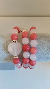 Handmade Beaded Healing Bracelet Quartz Stone Rose Gold Hematite - Foto 1 di 7