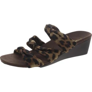 Vionic Womens Rizzo Satin Leopard Print Slip On Wedge Sandals Shoes BHFO 3532 - Picture 1 of 3