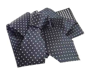 Cravatta blu a pois bianco punta tipo pallino seta silk m italy top quality tie - Imagen 1 de 3