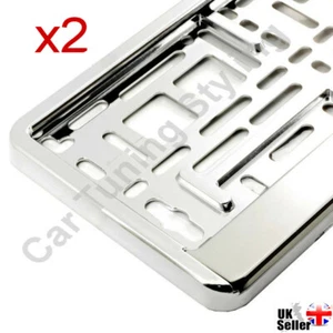 2x Gloss Chrome Number Plate Surrounds Holders Frame for any Car - Picture 1 of 6