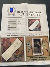 Elmer Smith cut auto booklet card #4/7 2018 Historic Autographs Strip Card