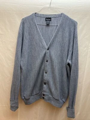 Vtg Par Four Golf Sweater Mens Large Acrylic Cardigan Long Sleeve Blue - Image 1 of 4