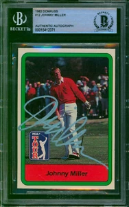 Tarjeta automática Johnny Miller tinta plateada firmada 1982 Donruss #12 losada leyenda BAJO - Imagen 1 de 2