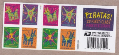 Scott #5812-5815a Pinatas! Booklet Pane of 8 Forever Stamps - MNH - Image 1 of 2