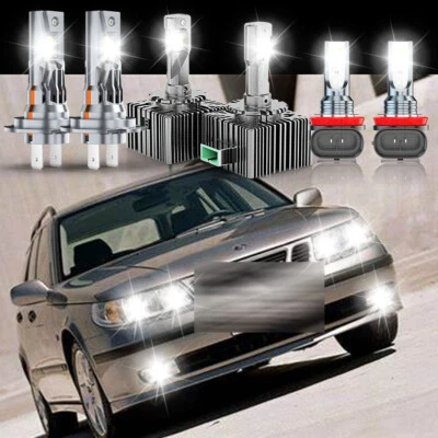For Saab 9-5 2006-2007 6Pcs LED Headlight High/Low+Fog light Bulbs Kit 6000K - Image 1 of 4