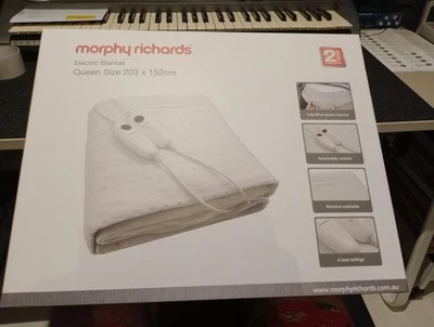 Morphy Richard Queen Size Fitted Electric Underblanket Home/Room Bedding WHT - Image 1 of 3