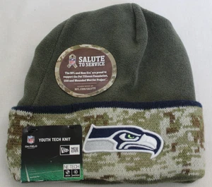 Nuevo con etiquetas Gorro Juvenil Seattle Seahawks NFL New Era Saludo al Servicio Verde Camuflaje - Imagen 1 de 9