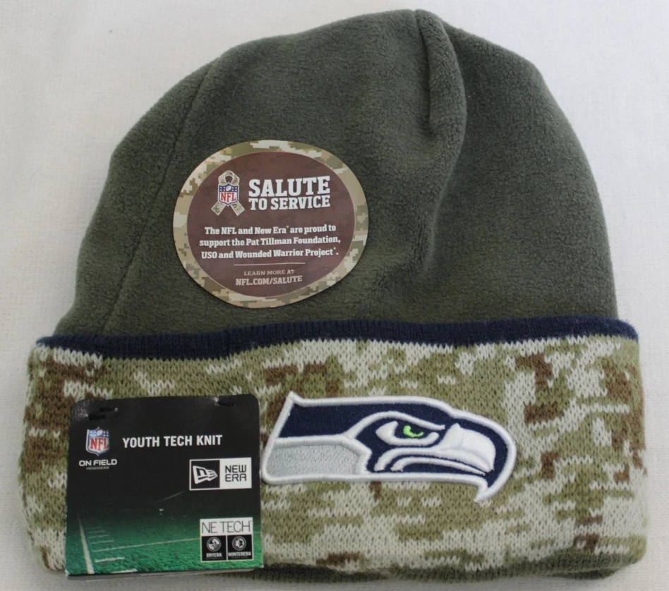 Nuevo con etiquetas Gorro Juvenil Seattle Seahawks NFL New Era Saludo al Servicio Verde Camuflaje Foto 1 de 4