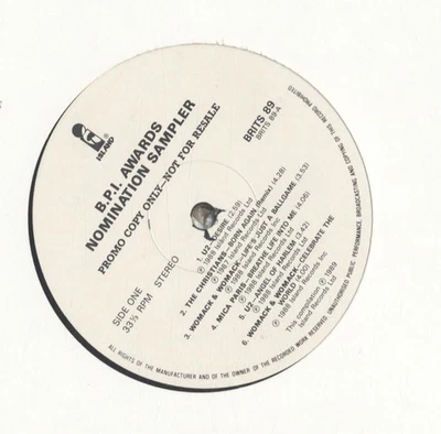 BPI (BRITS) AWARDS 1989 PROMO SAMPLER - 12" VINYL LP, U2, CHRISTIANS, MICA PARIS - Image 1 of 2