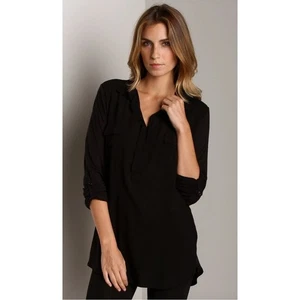 Splendid Black Utility Shirt Dress Long Sleeve Button Front Collared XS - Picture 1 of 9