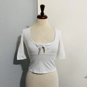 Guess White Short Sleeve Crop Top Front Tie Size XS - Picture 1 of 11