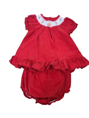 Goodlad Vestido Florero Conjunto Infantil Niñas 9M Rojo Pana Calado Pan de Jengibre Navidad Foto 1 de 4