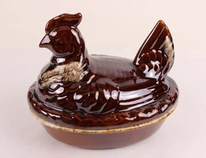 H.P. Casseruola 10" nido/gallo pollo gallina grande goccia marrone USA a prova di forno leggi - Foto 1 di 20