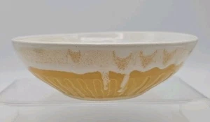 Studio Art Pottery Bowl Yellow and White Hand Thrown Stoneware Signed By Artist - Picture 1 of 7