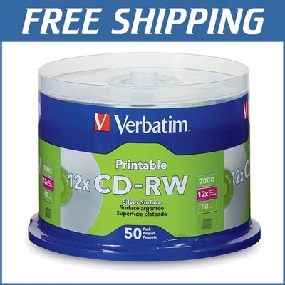 Archival Silver Inkjet Printable CD-RW Set: 50 Discs, 700MB, 100 Years Life - Image 1 of 4