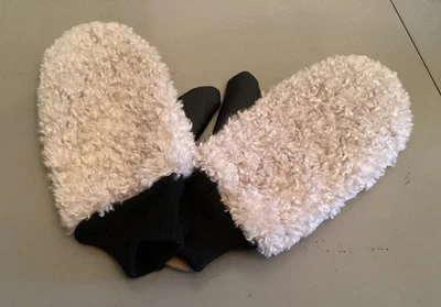 Ladies Mittens, One Size Beige Faux Fur On One Side, Primark - Image 1 of 4