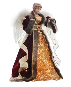 Angel Treetop Figurine, Christmas Tree Toppers Decor Angels (Burgundy, 16-Inch) - Picture 1 of 3