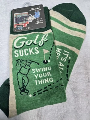 Calcetín Azul Q Para Hombre Crew Algodón Calcetines Zapato Talla 7-12 "Swing Your Thing"  Foto 1 de 4